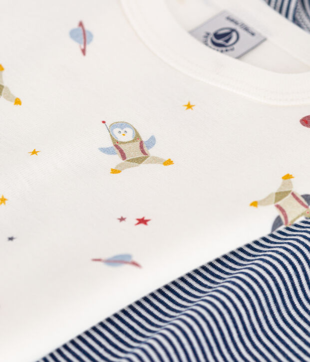 Juego de 2 camisetas infantiles de algod&oacute;n de manga corta multicolor