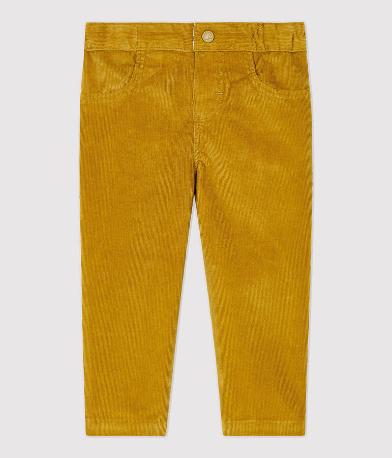 Pantal&oacute;n de terciopelo de beb&eacute;. amarillo