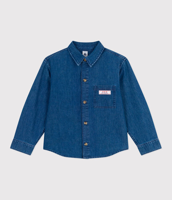 Camisa vaquera infantil lisa azul DENIM MOYEN