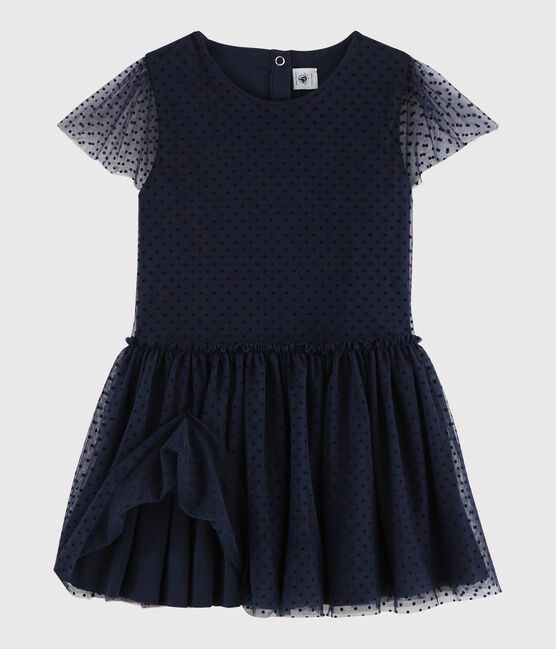 Vestido de manga corta para niña azul SMOKING