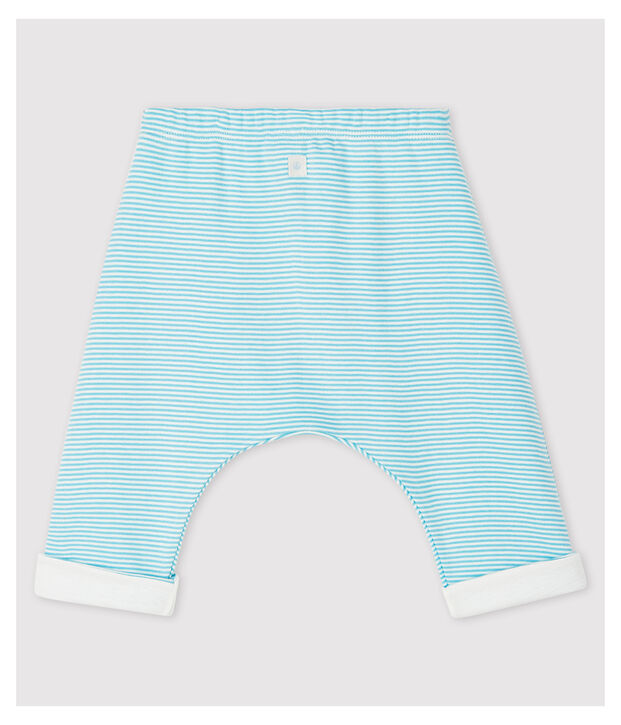 Pantal&oacute;n forrado de rayas azules de beb&eacute; de algod&oacute;n ecol&oacute;gico azul/blanco