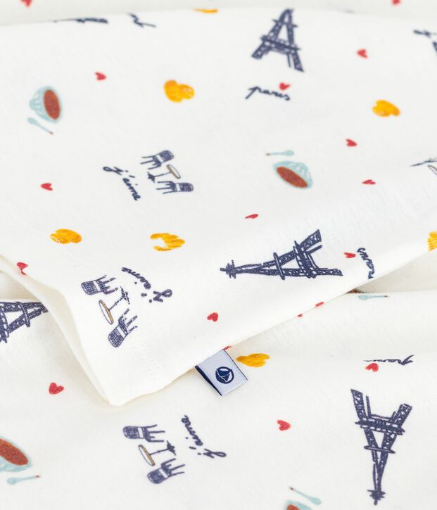 Pijama infantil de algod&oacute;n con estampado de Par&iacute;s blanco/multicolor