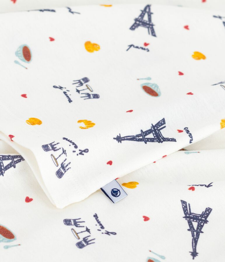 Pijama infantil de algod&oacute;n con estampado de Par&iacute;s blanco/multicolor