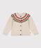 Cárdigan de jacquard de lana y algodón de niña beige MONTELIMAR/blanco MULTICO