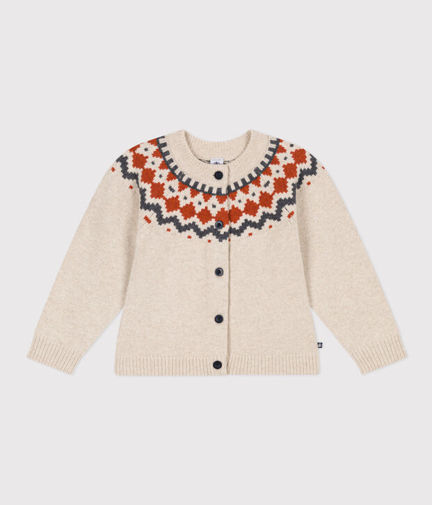 C&aacute;rdigan de jacquard de lana y algod&oacute;n de ni&ntilde;a beige/multicolor