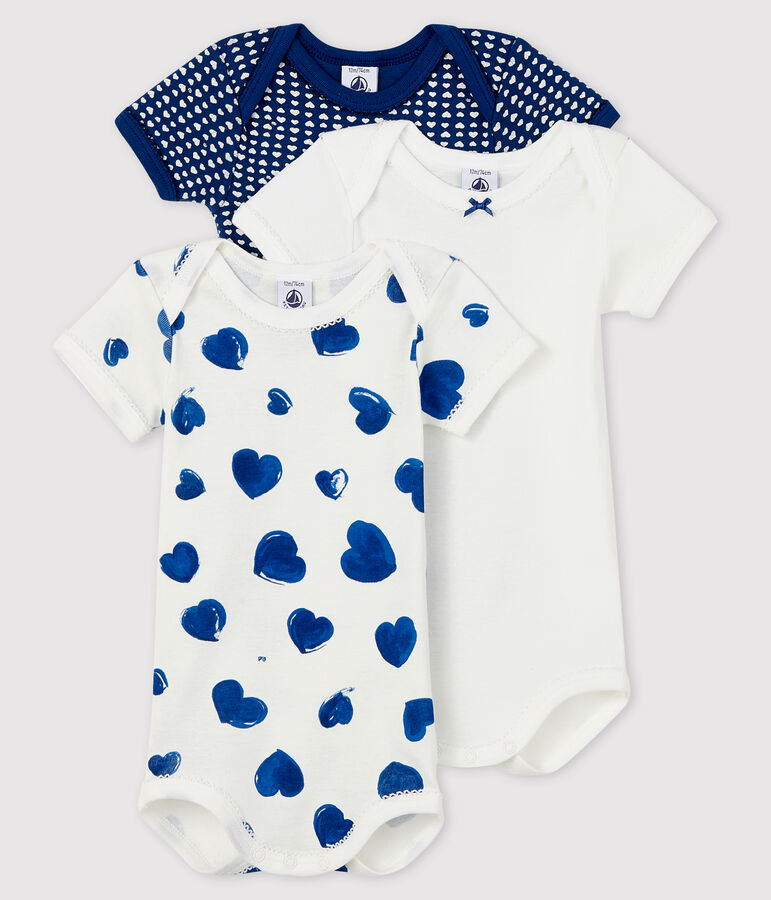 Juego de 3 bodis de manga corta para beb&eacute; ni&ntilde;a multicolor