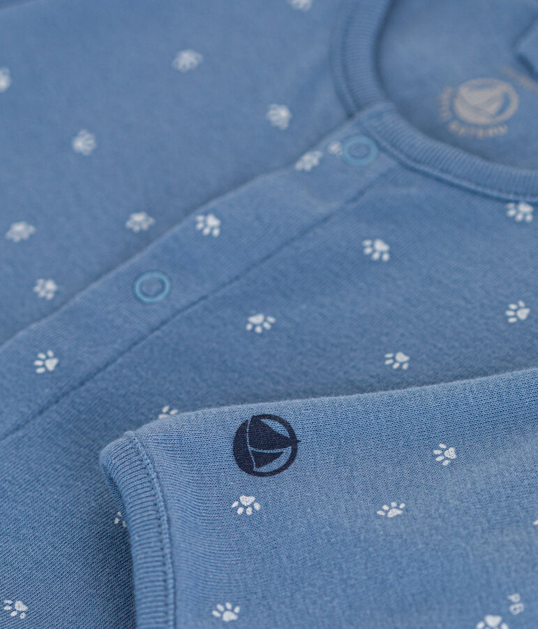 Pijama de algod&oacute;n para beb&eacute; azul/blanco