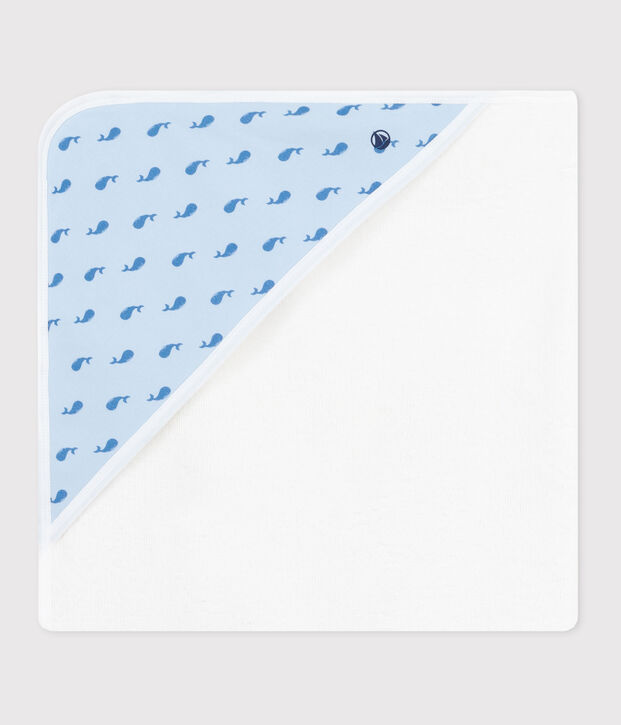 Capa de ba&ntilde;o de algod&oacute;n para beb&eacute; azul/azul