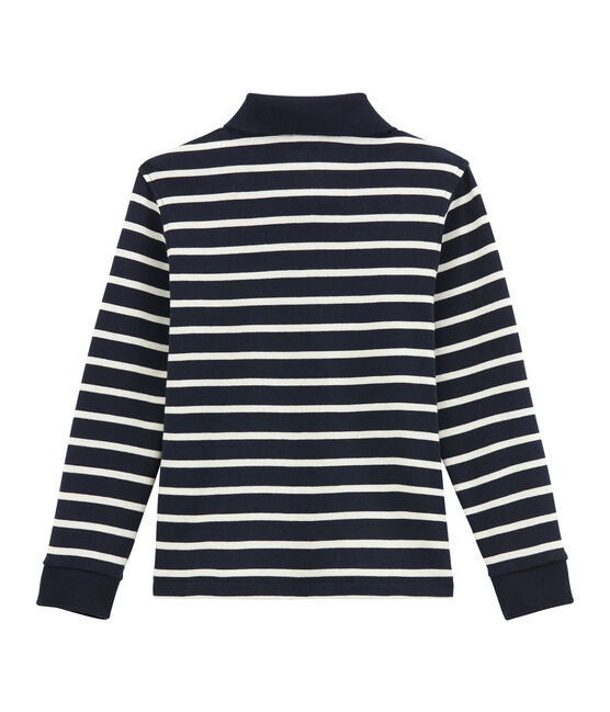 Polo de manga larga azul SMOKING/beige COQUILLE
