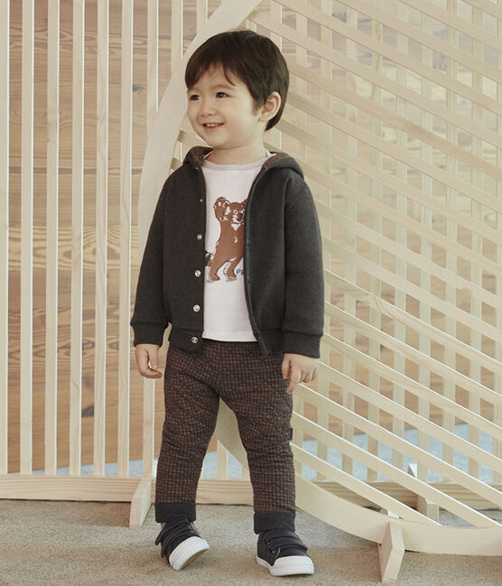 Sudadera con capucha de punto de elastano para bebé niño gris CITY CHINE