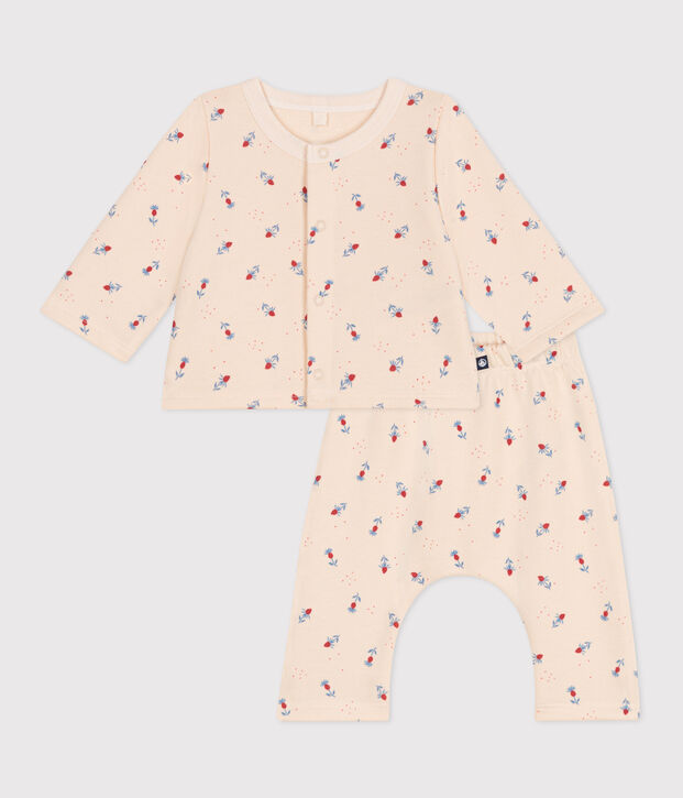 Conjunto de dos piezas de algod&oacute;n para beb&eacute; crudo/multicolor