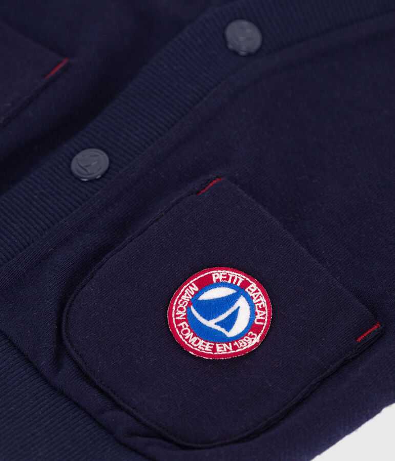 C&aacute;rdigan de algod&oacute;n liso con costuras en contraste para beb&eacute; azul