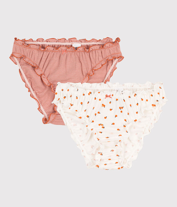 Juego de 2 braguitas de algod&oacute;n con volantes para mujer multicolor