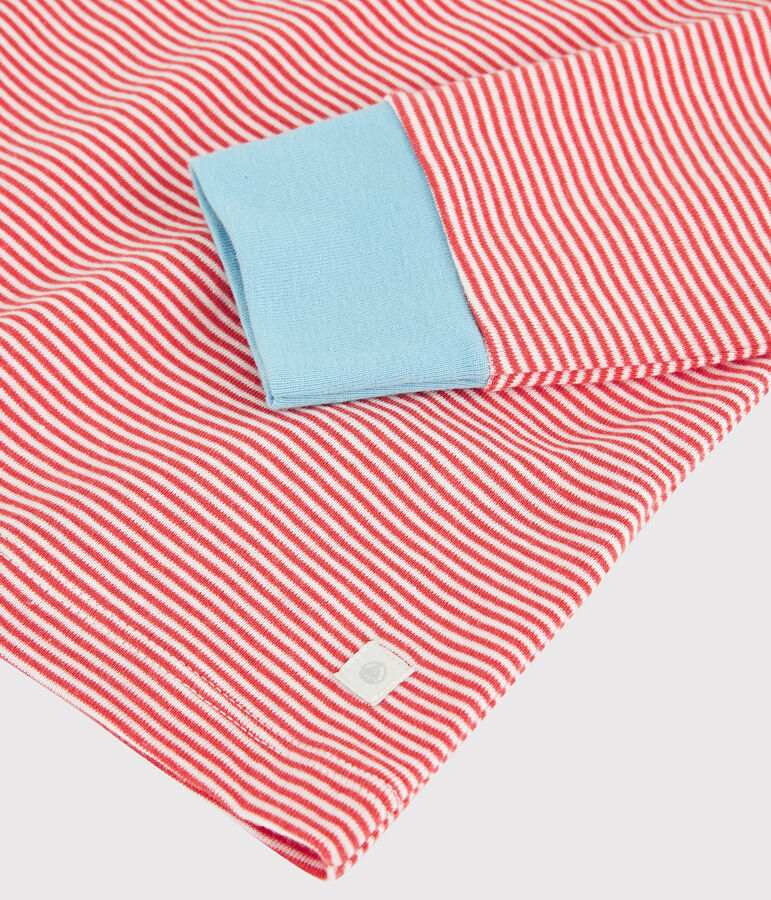 Pijama de rayas de algod&oacute;n de ni&ntilde;o naranja/blanco