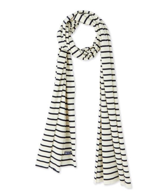 Fular de rayas marineras para mujer beige COQUILLE/azul SMOKING