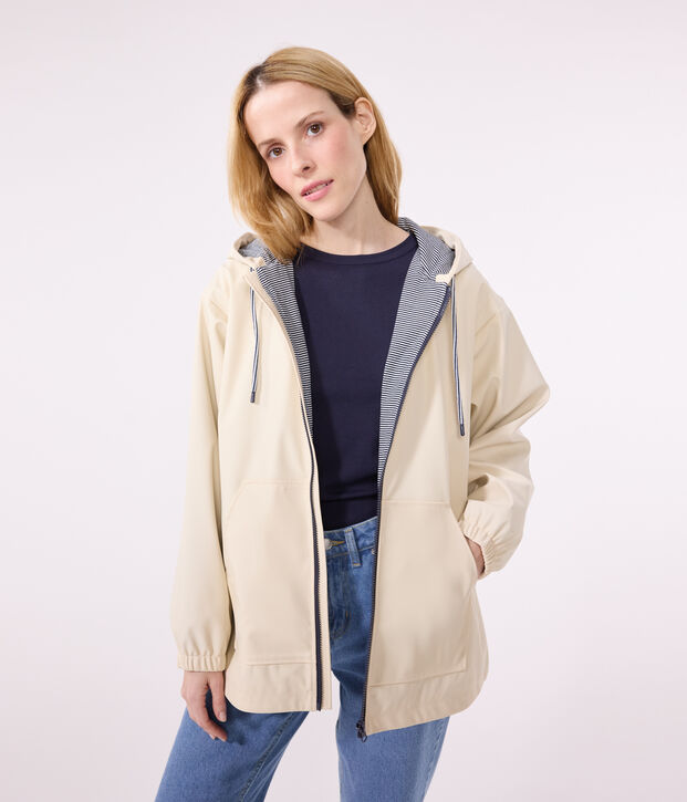 Chubasquero con capucha para mujer crudo