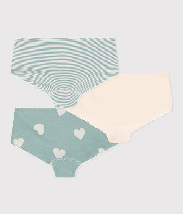 Juego de 3 culottes de algod&oacute;n con coraz&oacute;n para ni&ntilde;a multicolor