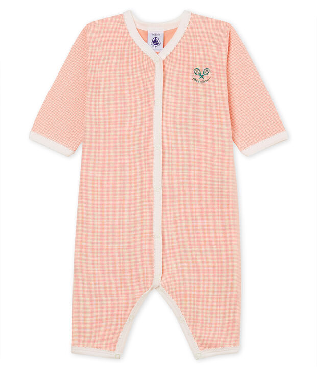 Pelele de punto para beb&eacute; ni&ntilde;a rosa/blanco