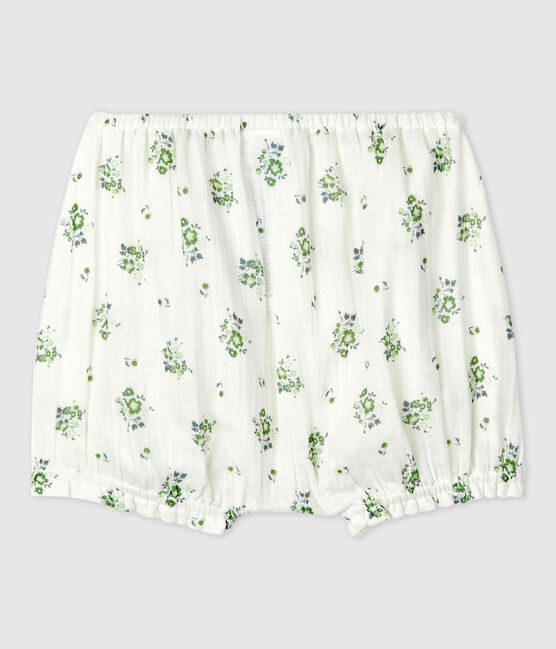 Braguita «bloomer» de gasa de algodón ecológico de bebé blanco MARSHMALLOW/blanco MULTICO