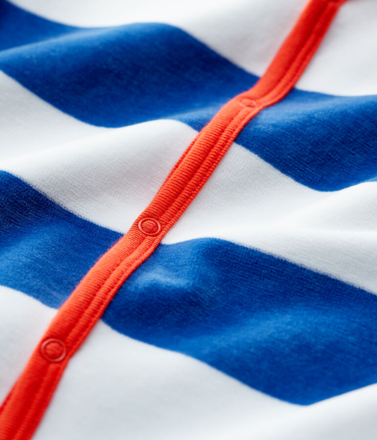 Pelele de beb&eacute; a rayas azules de terciopelo MAJOR/ MONTELIMAR