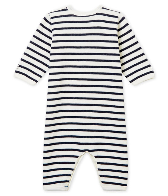 Pijama unisex de bebé sin pies en túbico blanco MARSHMALLOW/azul SMOKING