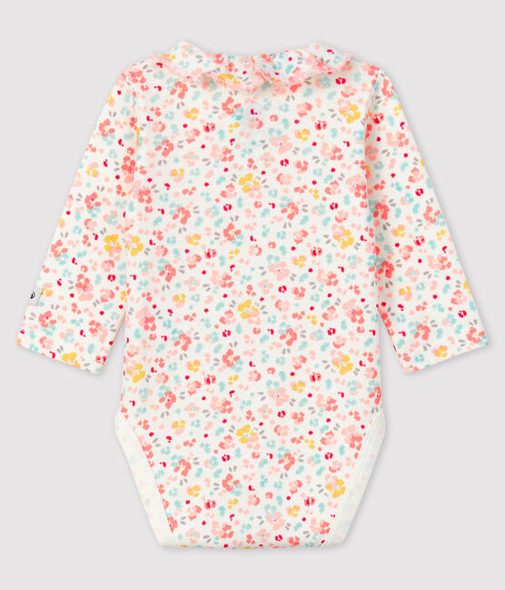 Body de flores de tejido acanalado con cuello para bebé niña blanco MARSHMALLOW/blanco MULTICO