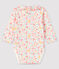 Body de flores de tejido acanalado con cuello para bebé niña blanco MARSHMALLOW/blanco MULTICO
