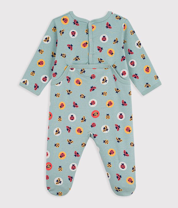 Pijama de algod&oacute;n con abertura trasera y estampado de mariquitas para beb&eacute; verde/amarillo/multicolor