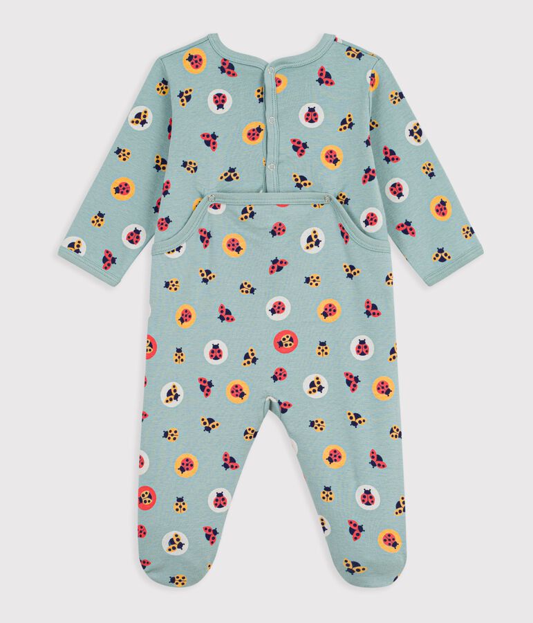 Pijama de algod&oacute;n con abertura trasera y estampado de mariquitas para beb&eacute; verde/amarillo/multicolor