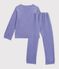 Pijama infantil de terciopelo con estampado de corazones violeta