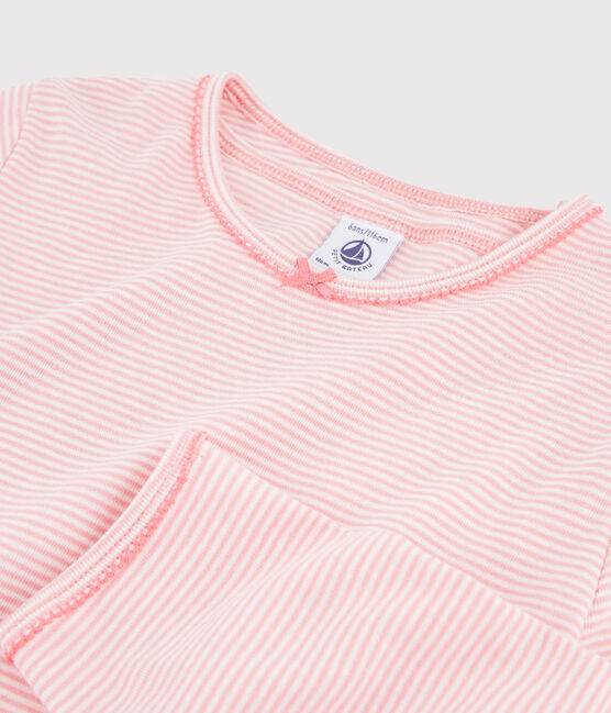 Pijama de punto de mil rayas para niña. rosa GRETEL/blanco MARSHMALLOW