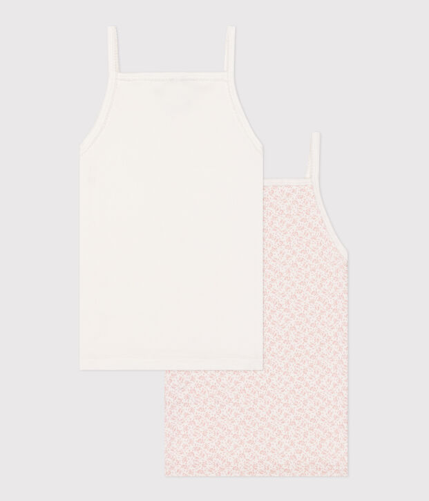 Juego de 2 camisetas de tirantes infantiles de algod&oacute;n con flores multicolor