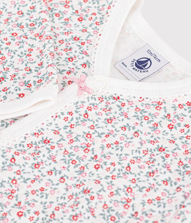 Pijama de algod&oacute;n sin pies para beb&eacute; con estampado floral blanco/multicolor