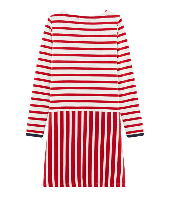 Vestido manga larga para mujer rojo TERKUIT/blanco MARSHMALLOW