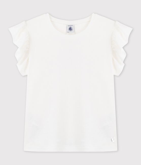 Camiseta de manga corta de algodón de niña blanco MARSHMALLOW