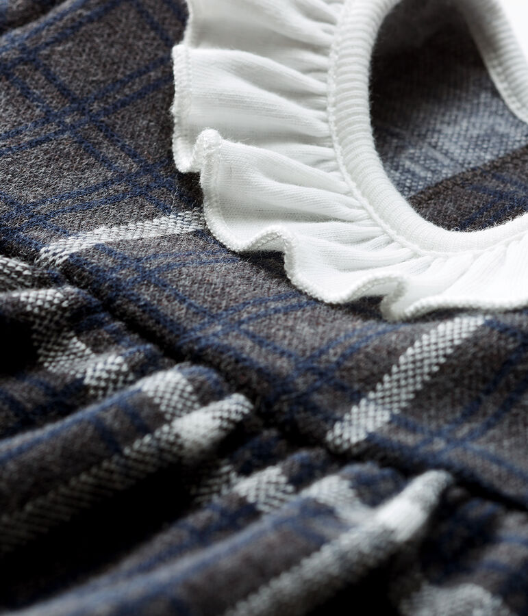 Vestido de manga larga de cuadros para beb&eacute; ni&ntilde;a gris/multicolor