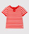 Camiseta de manga corta a rayas de jersey para bebé rojo PEPS/blanco MARSHMALLOW