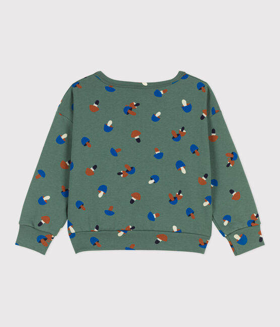 Sudadera estampada de muletón de niño verde VALLEE/crudo MULTICO