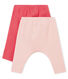 Lote de dos legging para bebé en punto 1x1 afelpado liso