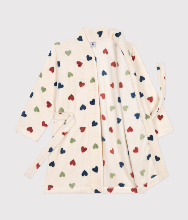 Bata polar infantil estampada crudo/multicolor