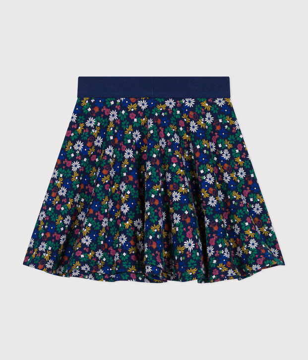 Falda de algod&oacute;n para ni&ntilde;a azul/multicolor