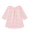 Vestido bebé niña a rayas blanco MARSHMALLOW/rosa PETAL