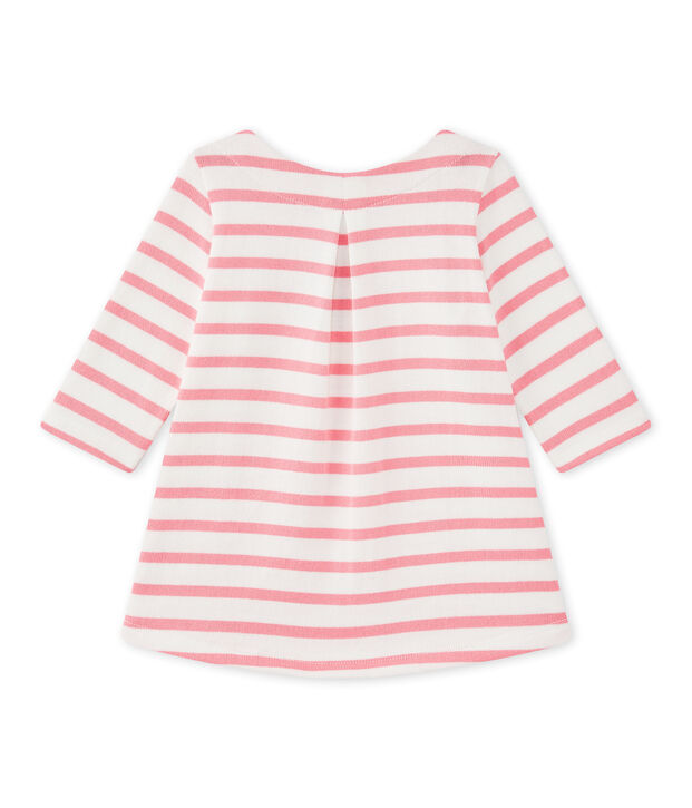 Vestido beb&eacute; ni&ntilde;a a rayas blanco/rosa