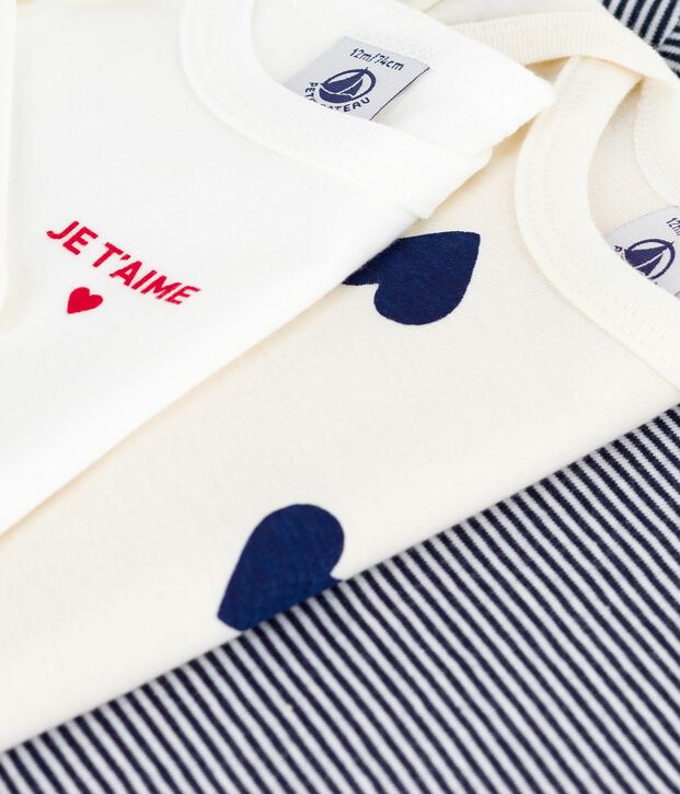 Juego de bodis de algod&oacute;n de manga larga con estampado de corazones para beb&eacute; multicolor