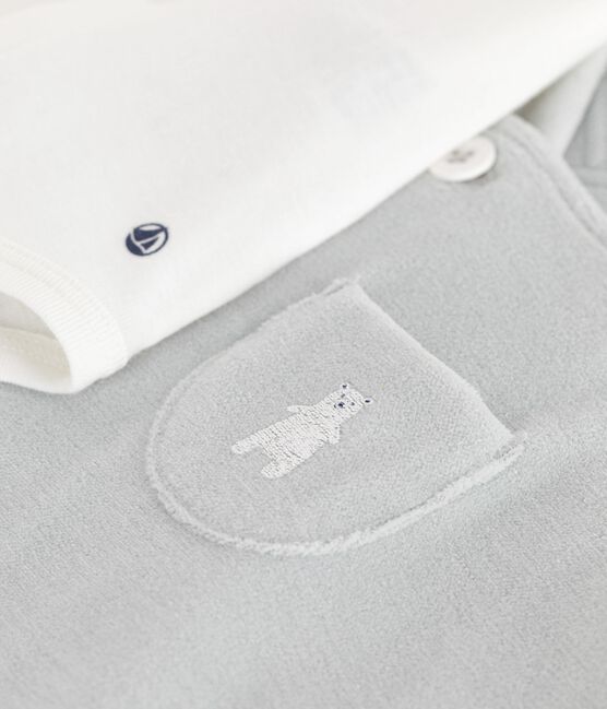 Conjunto de peto de algodón liso con detalles refinados para bebé CO2/ MARSHMALLOW