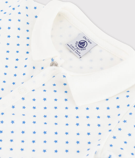 Pelele corto de algodón con estrellas para bebé blanco MARSHMALLOW/azul BRASIER