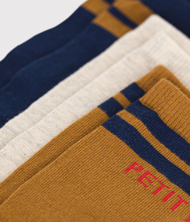 3 pares de calcetines infantiles de algod&oacute;n lisos multicolor