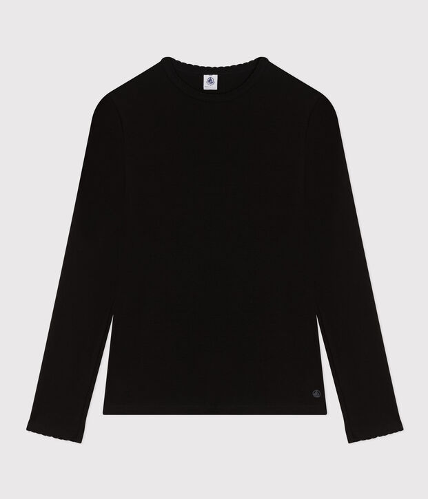 Camiseta L'ICONIQUE de algod&oacute;n de punto cocotte para mujer negro