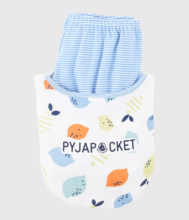 Pijama corto con estampado de limones de algod&oacute;n ecol&oacute;gico de ni&ntilde;o blanco MARSHMALLOW/blanco MULTICO