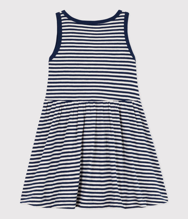 Vestido sin mangas de algod&oacute;n a rayas para ni&ntilde;a azul/blanco